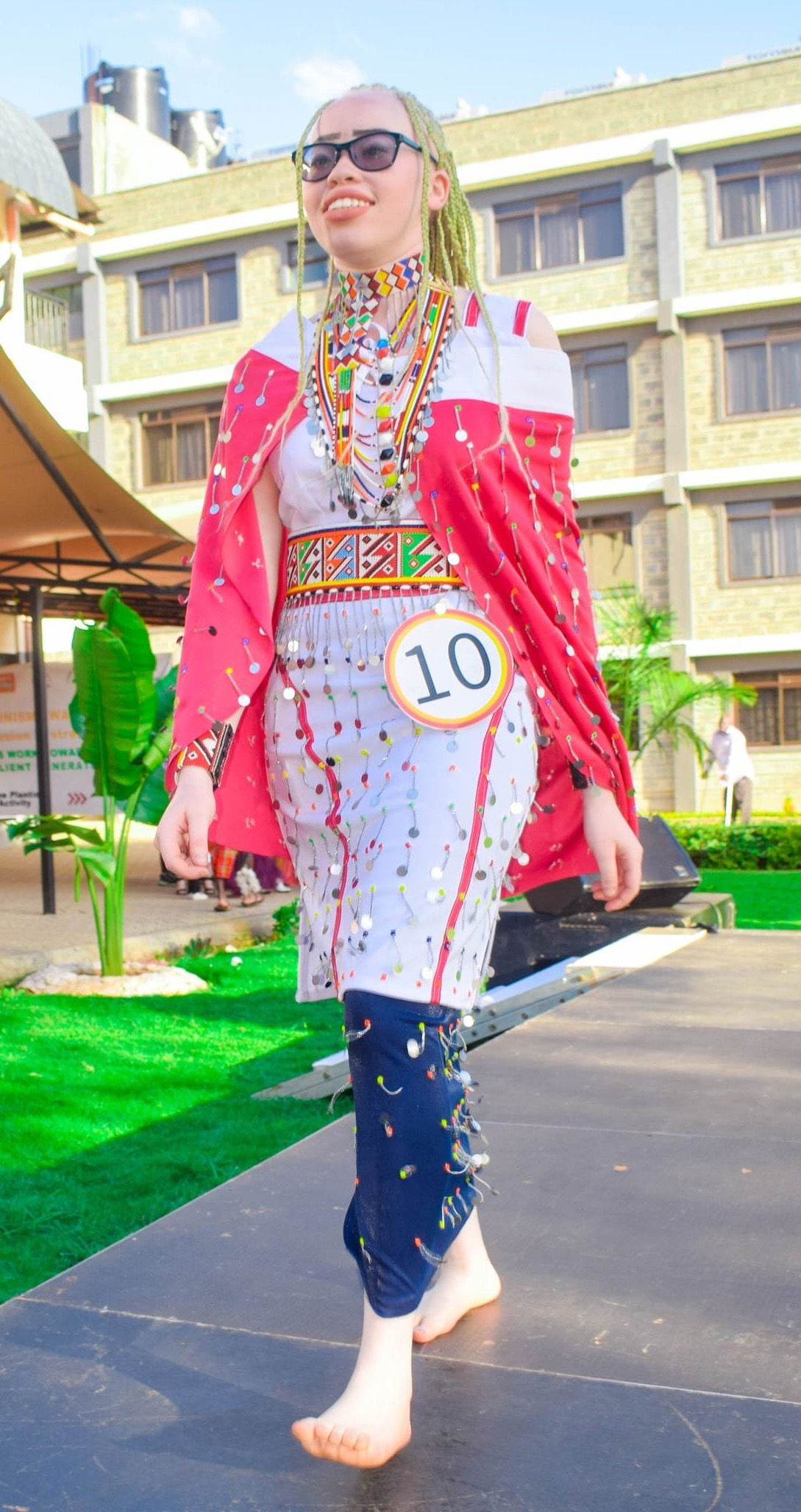 Traditional Masai outfit. The model is Sharon Wamuyu. 