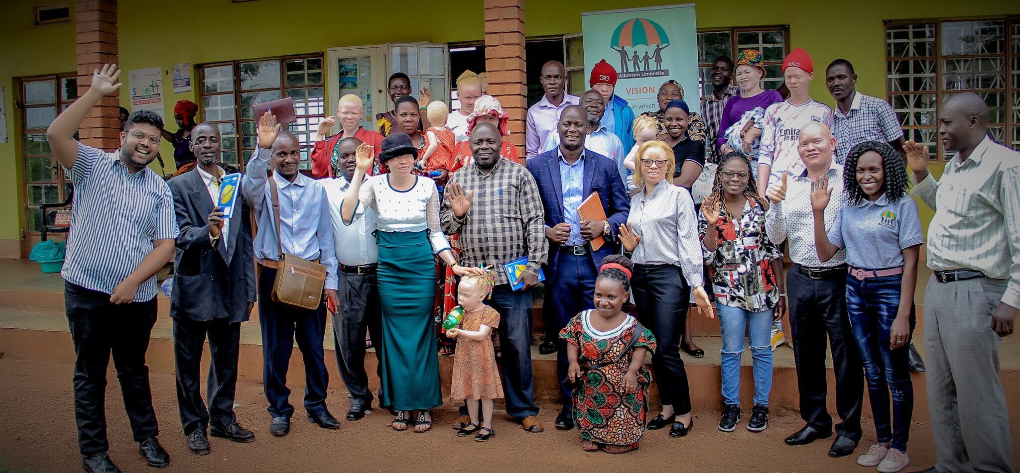 A group photo of some persons with albinism and others without in Uganda.