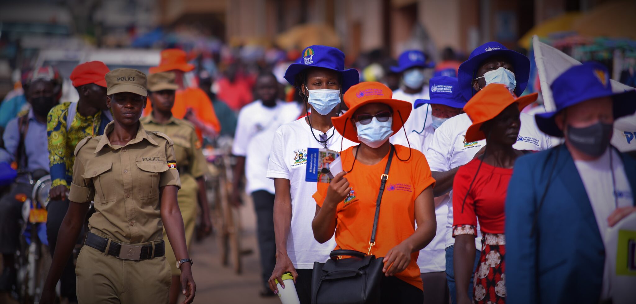 People marching during a march in Lira, Uganda.