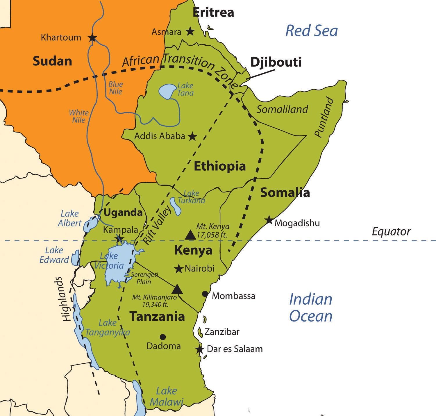 The map of East Africa