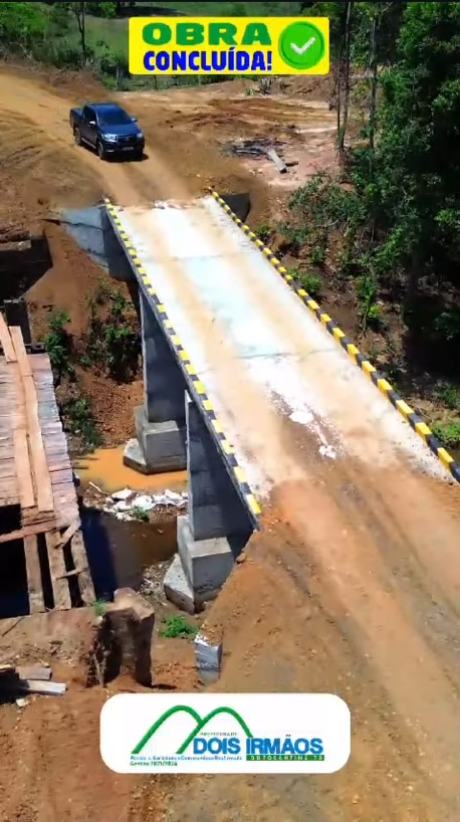 Prefeito Irmão Geciran apresenta nova Ponte de Concreto sobre o Rio Lajeado em Dois Irmãos do Tocantins