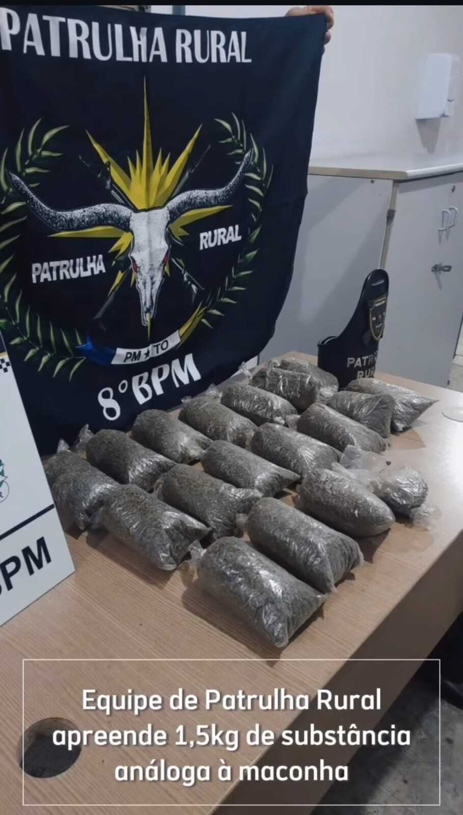 Suspeitos de está com 1,5 kg de maconha conseguiram fugir de abordagem da Patrulha Rural durante operação noturna no distrito de Campinas