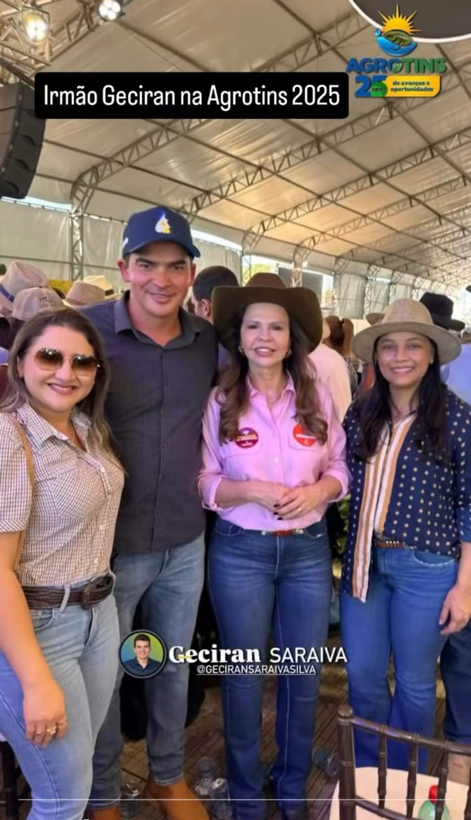 Prefeito Geciran Saraiva e Primeira-Dama Rosinaura e vice Mel Botelho participam da abertura da Agrotins 2025 em Palmas