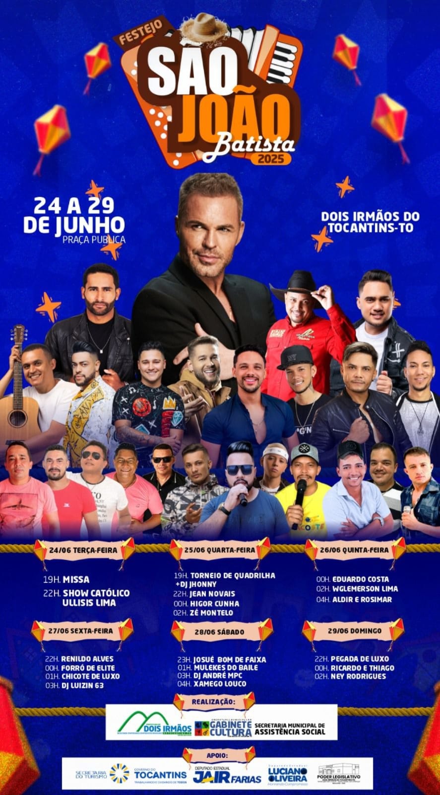 Dois Irmãos do Tocantins se prepara para grande Festival de São João 2025 que terá apresentação de Eduardo Costa