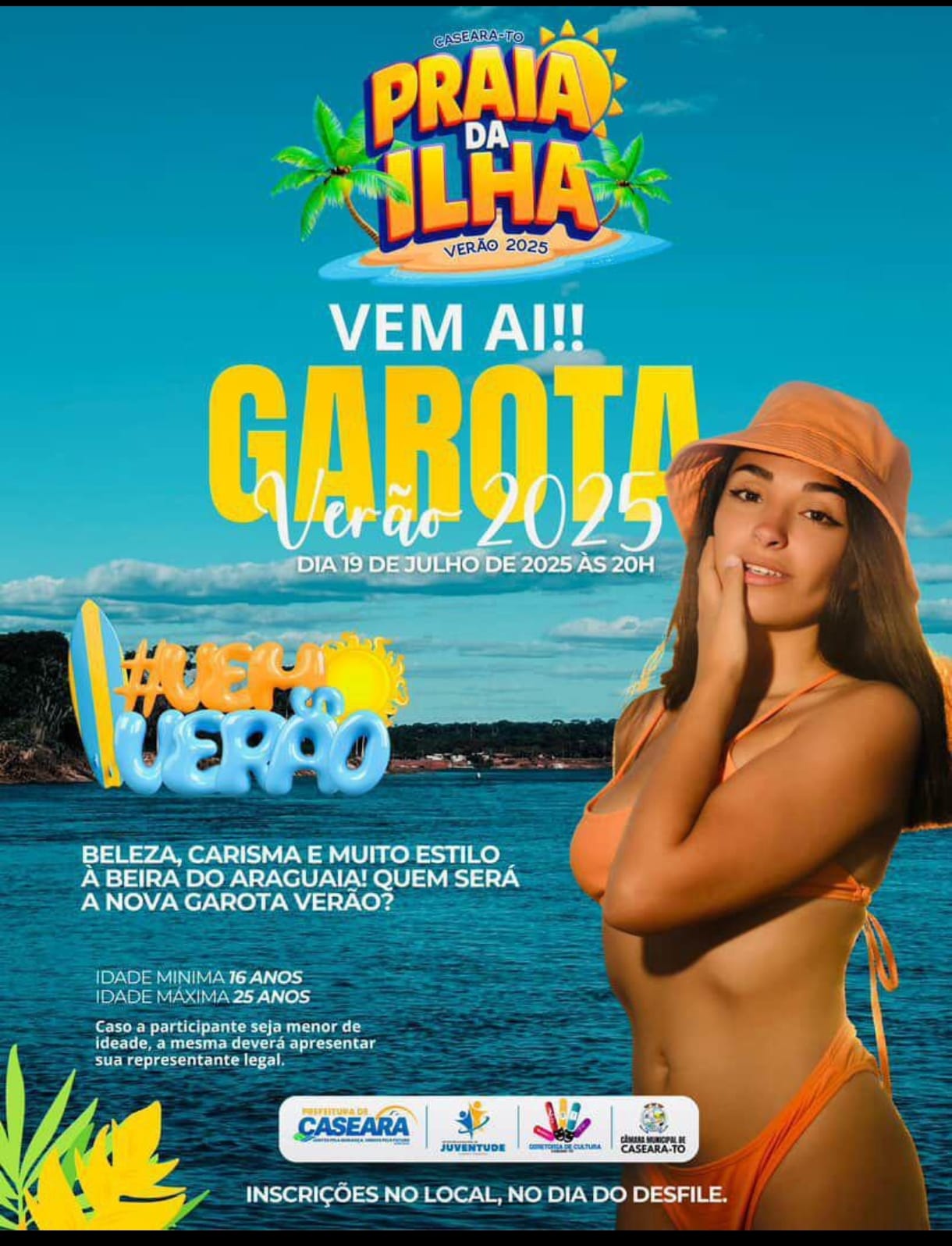 Desfile Garota Verão 2025 na Praia da Ilha em Caseara será no dia 19 de julho às margens do Araguaia