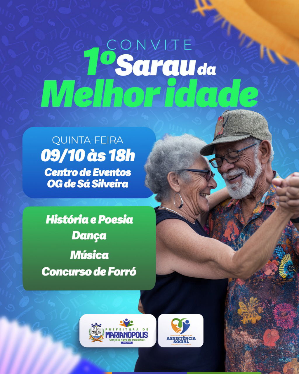 Marianópolis fará homenagem ao Dia Nacional da Pessoa Idosa com o 1º Sarau da Melhor Idade