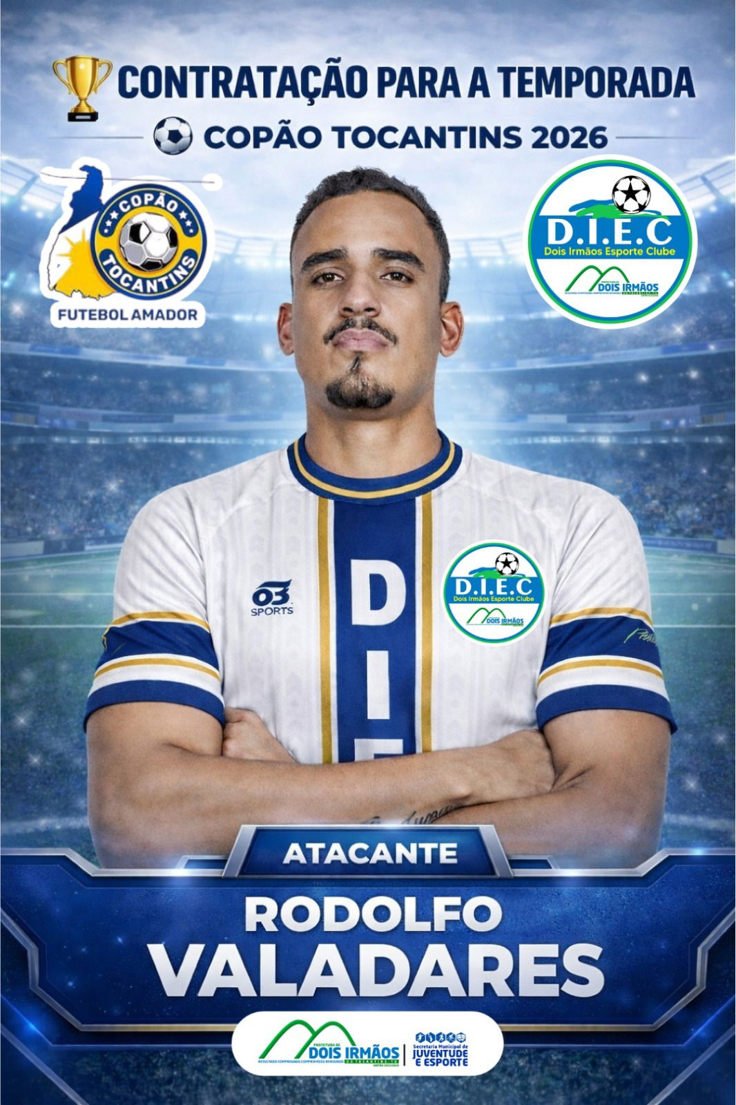 Dois Irmãos EC anuncia Rodolfo Valadares e Matheus Paquetá para a temporada 2026 do Copão Tocantins