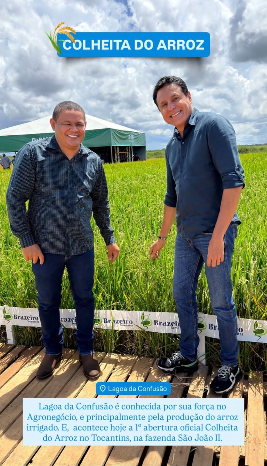 Deputado Nilton Franco participa da abertura oficial da colheita de arroz em Lagoa da Confusão