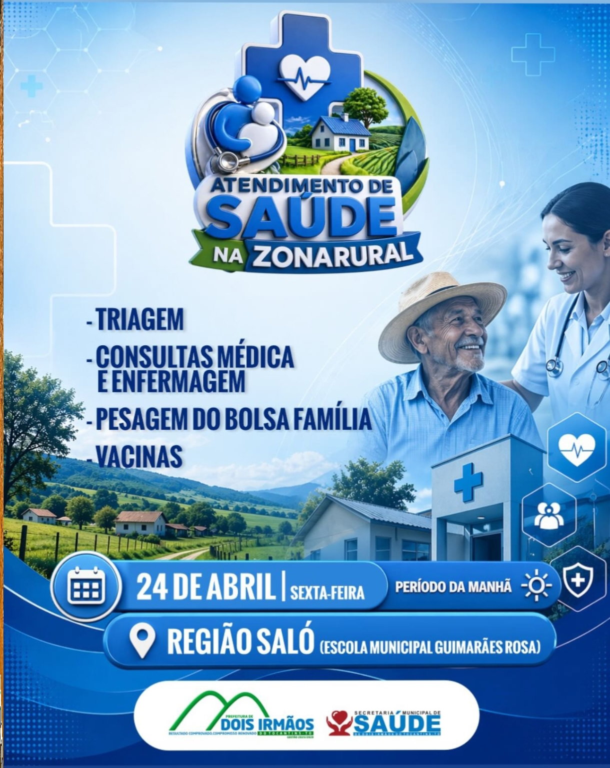Prefeitura de Dois Irmãos leva ação de saúde à zona rural nesta sexta-feira