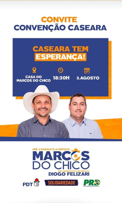 Marcos do Chico será homologado pelo SD no dia 03 de agosto para concorrer o cargo de prefeito de Caseara