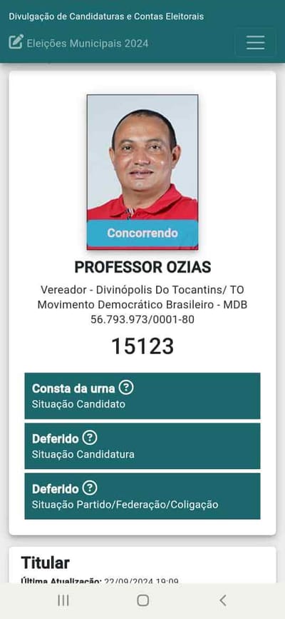 Justiça Eleitoral Confirma Deferimento da Candidatura do Vereador Professor Ozias para disputar a Reeleição em Divinópolis
