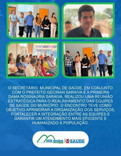 Prefeito Irmão Geciran participa de reunião de alinhamento na Saúde de Dois Irmãos