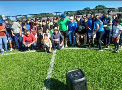 Prefeito Marcos Chico e vereadores prestigiam peneira do Cruzeiro e destaca melhorias no Estádio Luiz Pereira em Caseara