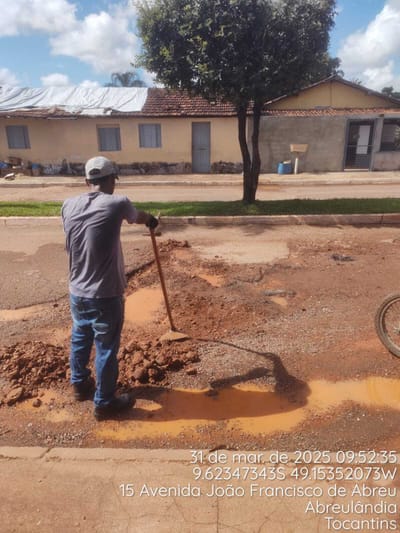 Prefeitura de Abreulândia inicia operação tapa-buracos para correção de gargalos nas vias da cidade