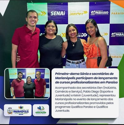Primeira-dama e secretários de Marianópolis participam de evento Qualifica Paraíso