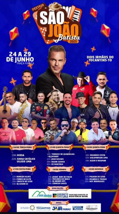 Apresentação de Eduardo Costa será destaque do maior São João do Vale do Araguaia em Dois Irmãos do Tocantins