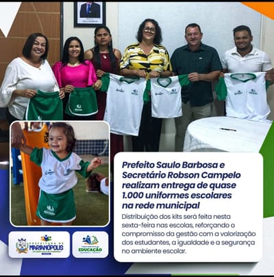 Prefeitura de Marianópolis entrega quase mil uniformes escolares à rede municipal de ensino