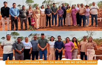 Prefeito Marcos do Chico, vice, secretários e veredoares acompanha início das obras da UBS no Setor Sarah em Caseara