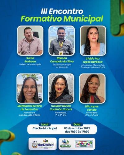 Em 03 de outrubro será realziado o III Encontro Formativo Municipal em Marianópolis do Tocantins