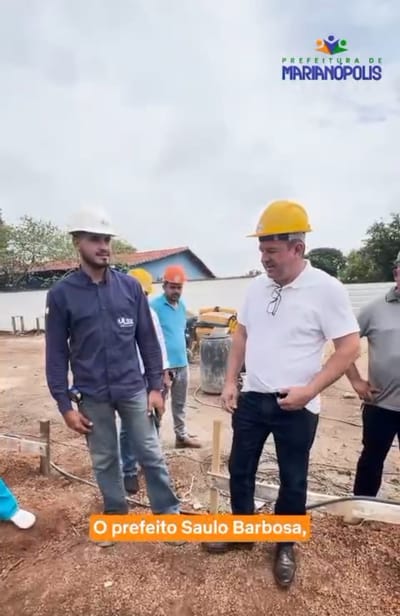 Prefeito Saulo Barbosa e vice James Braga acompanham frentes de obras em Marianópolis do Tocantins
