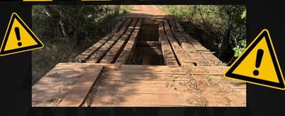 Ponte sobre o Ribeirão Grotão é interditada temporariamente em Dois Irmãos do Tocantins