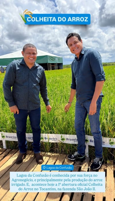 Deputado Nilton Franco participa da abertura oficial da colheita de arroz em Lagoa da Confusão