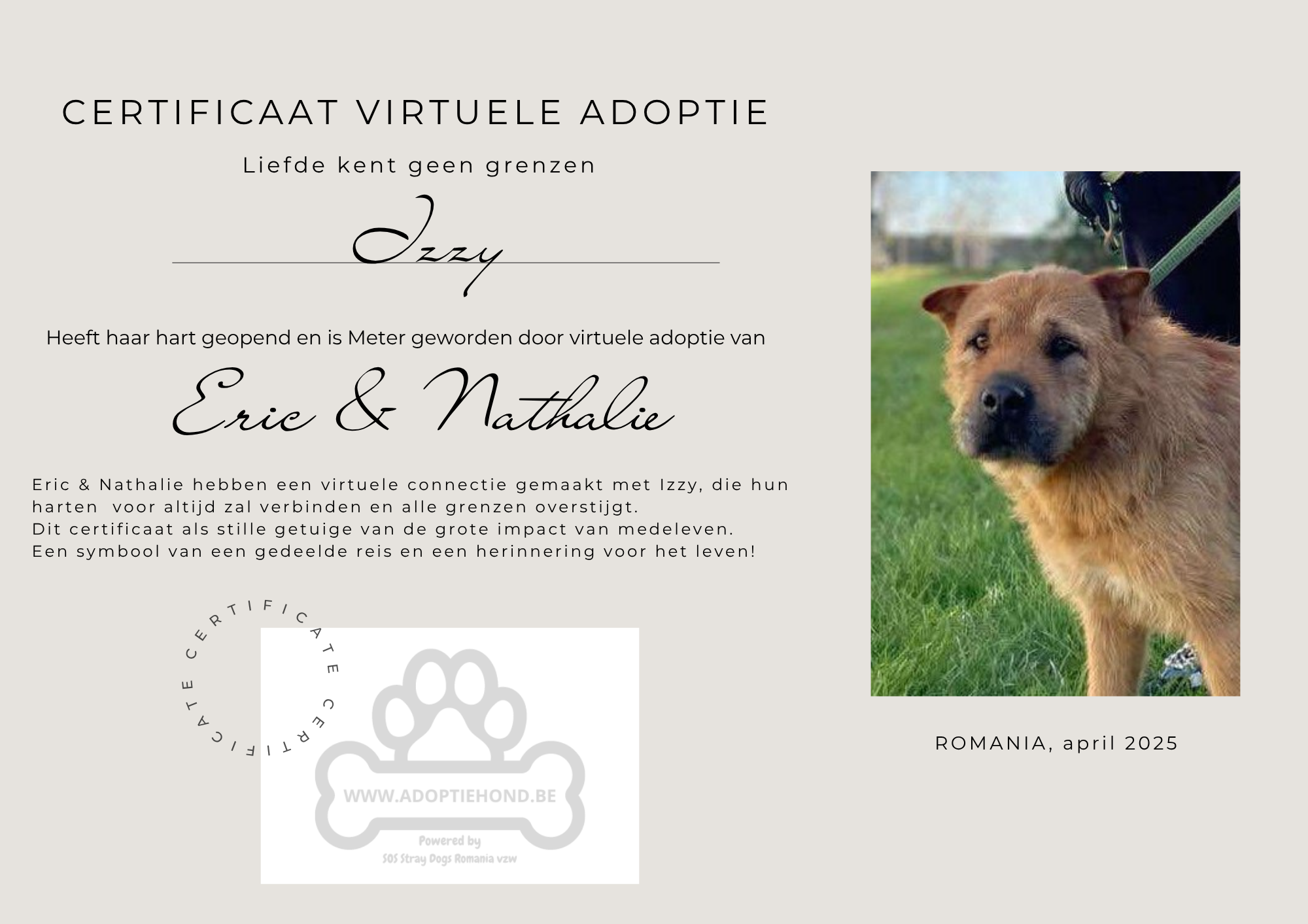 Izzy is volledig gesteund 💕