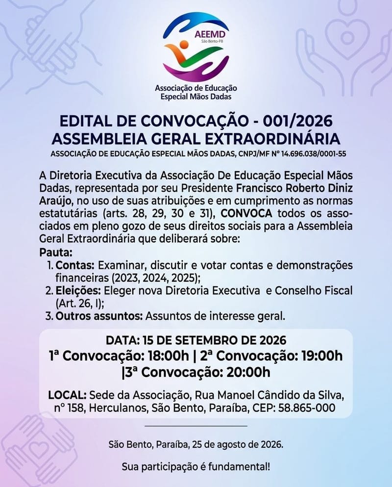 EDITAL DE CONVOCAÇÃO DE ASSEMBLEIA GERAL EXTRAORDINÁRIA