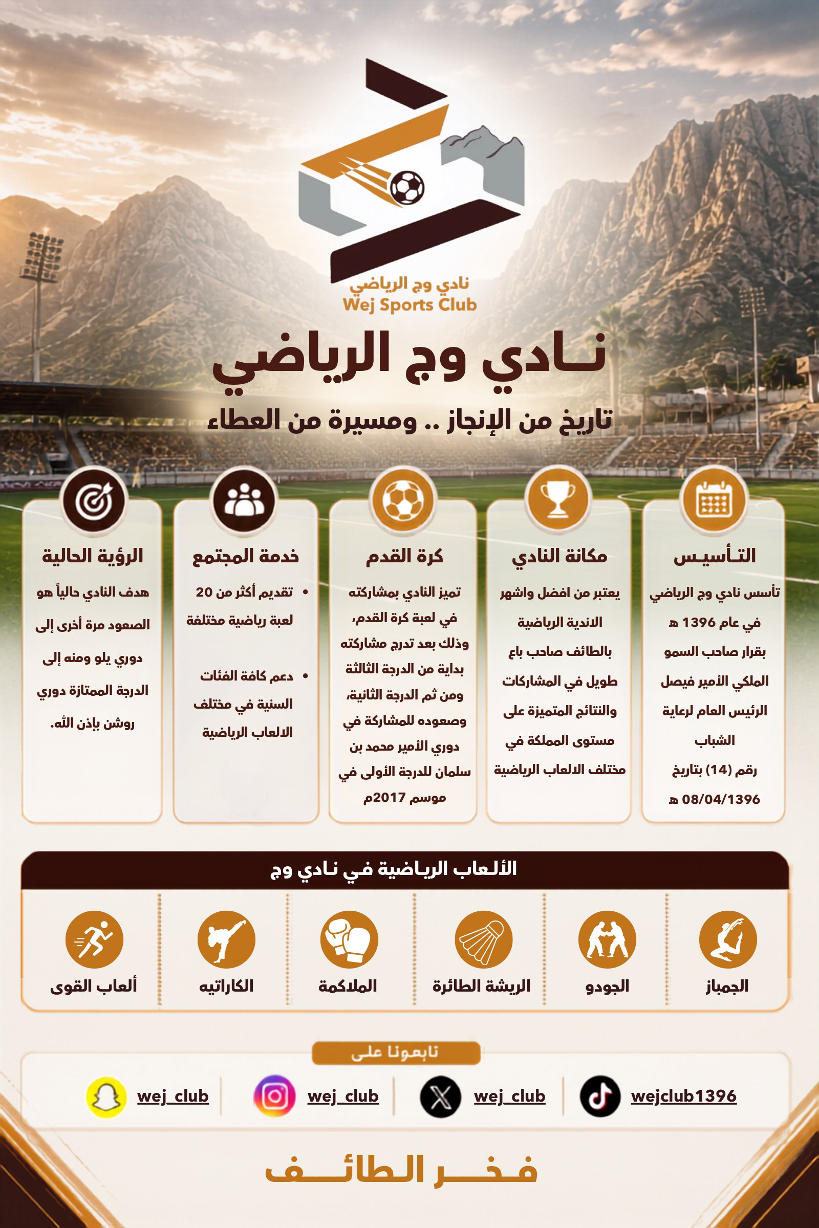 التسجيل في الألعاب المختلفة بنادي وج