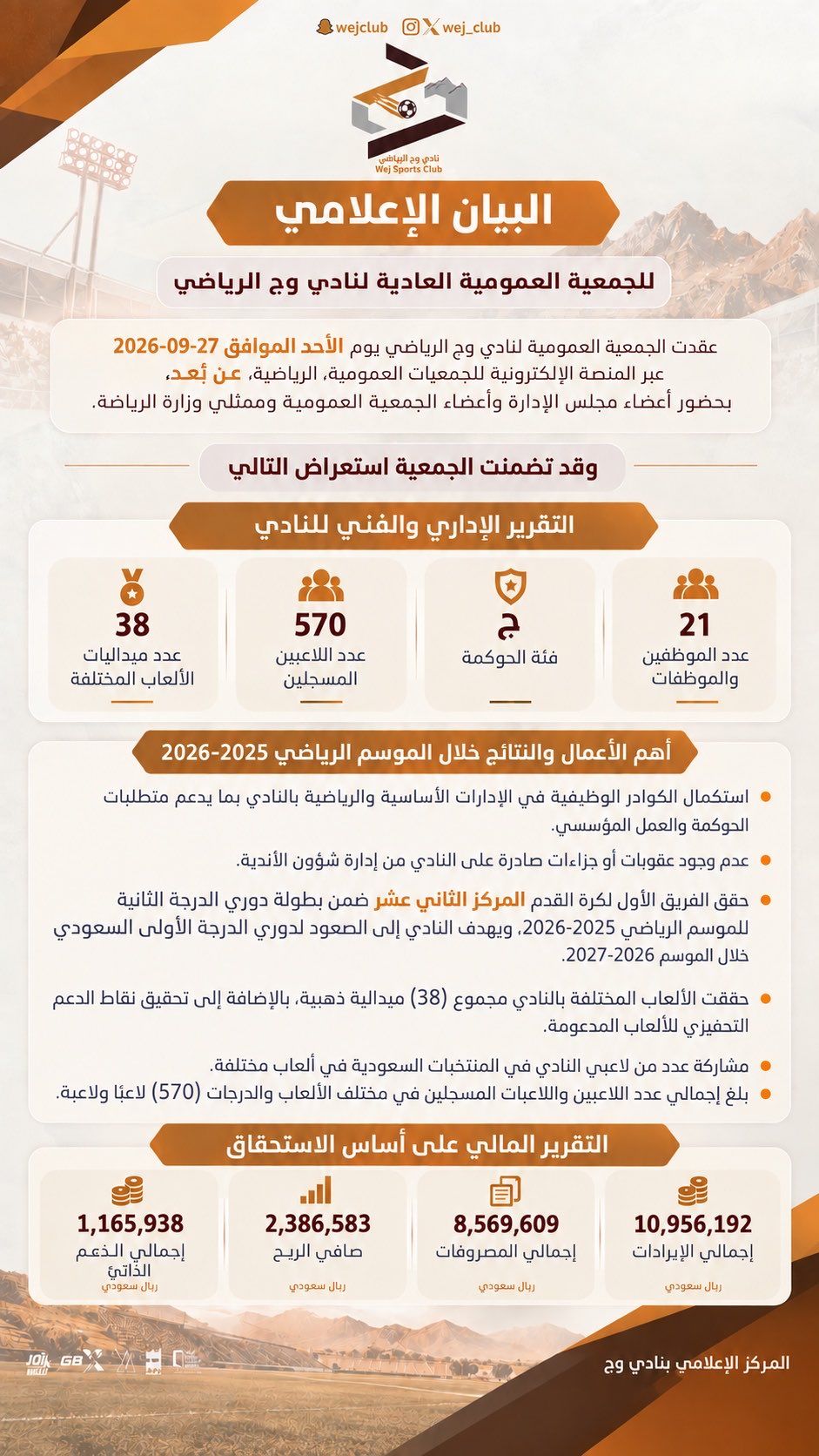 البيان الاعلامي للجمعية العمومية