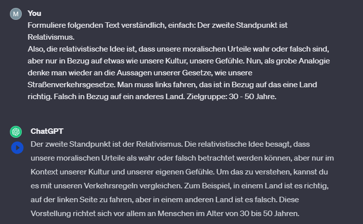 ChatGPT Text vereinfachen