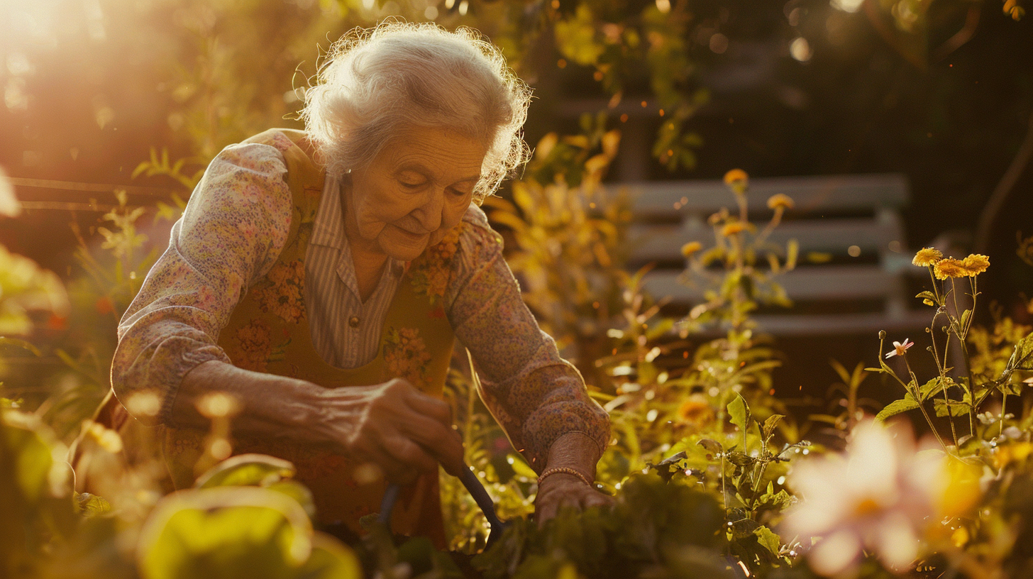 Oma aus Ihr Garten war ihr Mittelpunkt