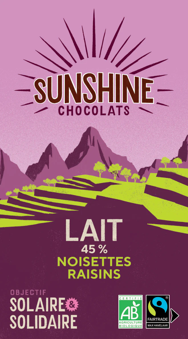 Lait 45% noisettes raisins