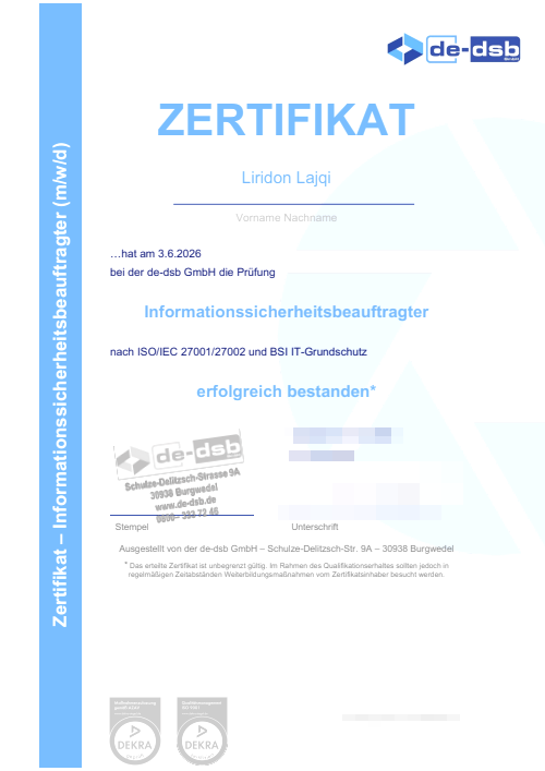 Zertifizierter Informationssicherheitsbeauftragter - nach ISO/IEC 27001/27002 und BSI IT-Grundschutz