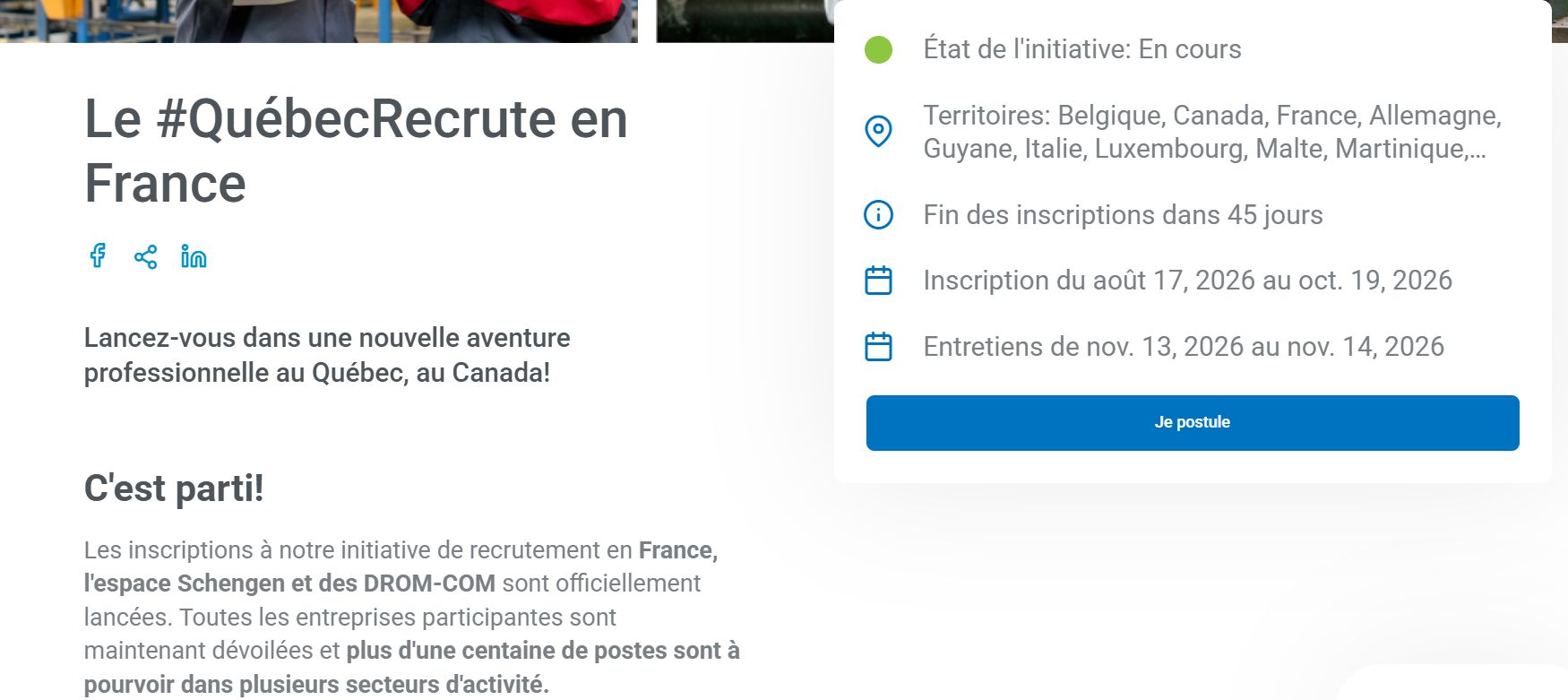 Québec recrute en France...Mais....