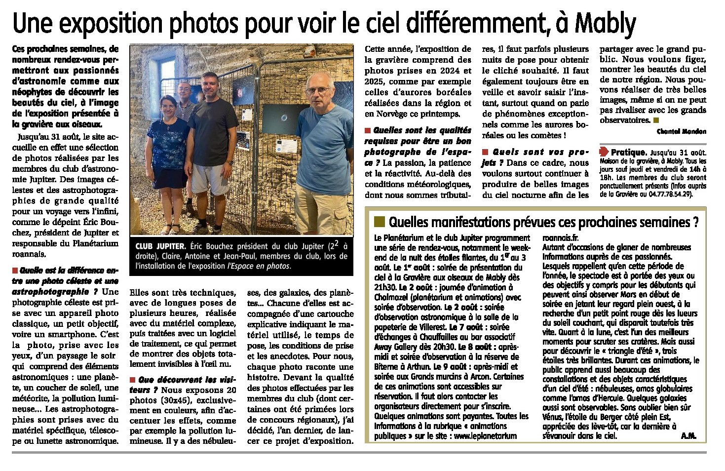 LE PAYS ROANNAIS - juillet 2025 - Exposition photos célestes Mably