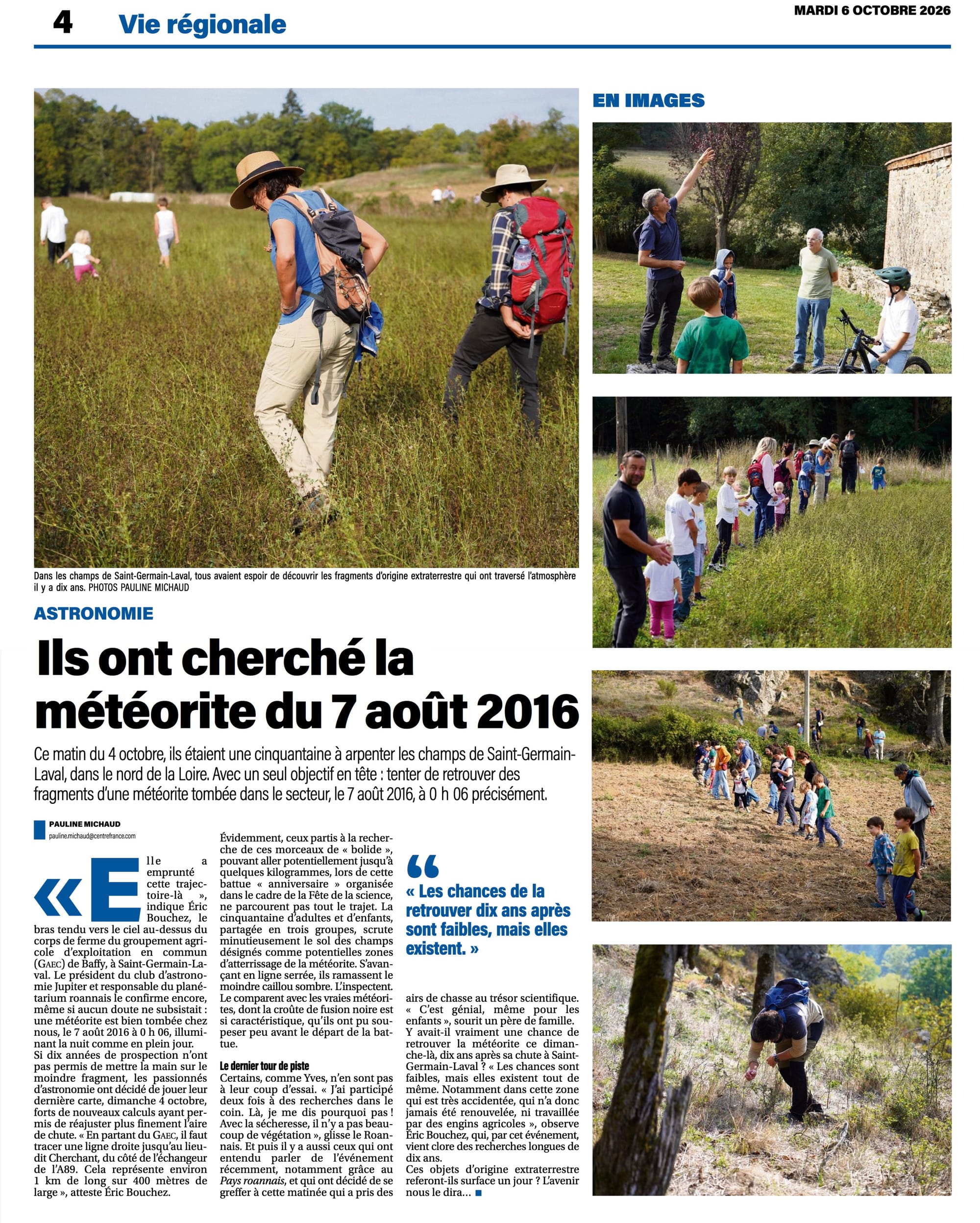 Recherche de météorites - Fête de la science 2026 - le Pays Roannais