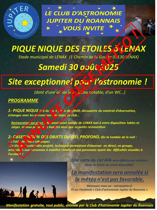 ANNULÉE - Nuit des étoiles 2025 - lenax - observation publique