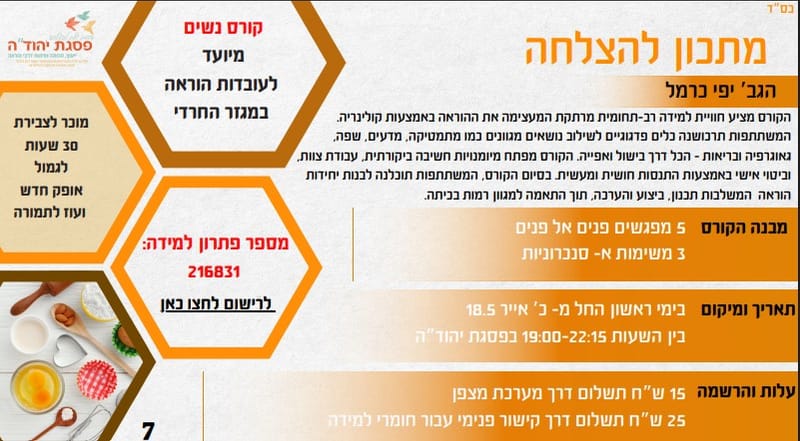 מתכון להצלחה / בהנחיית הגב‘ יפי כרמל  216831