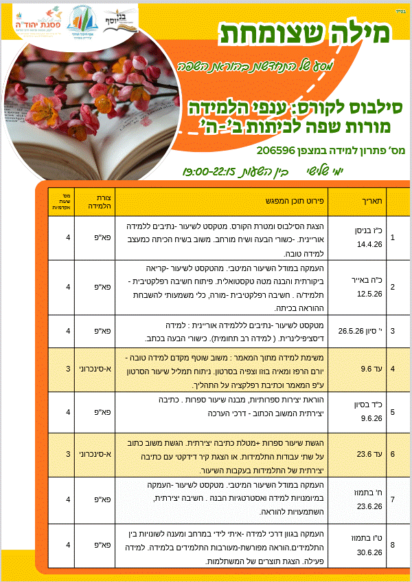 מילה שצומחת  למורות שפה לכיתות ב'-ה' / מס' פ"ל 206596-