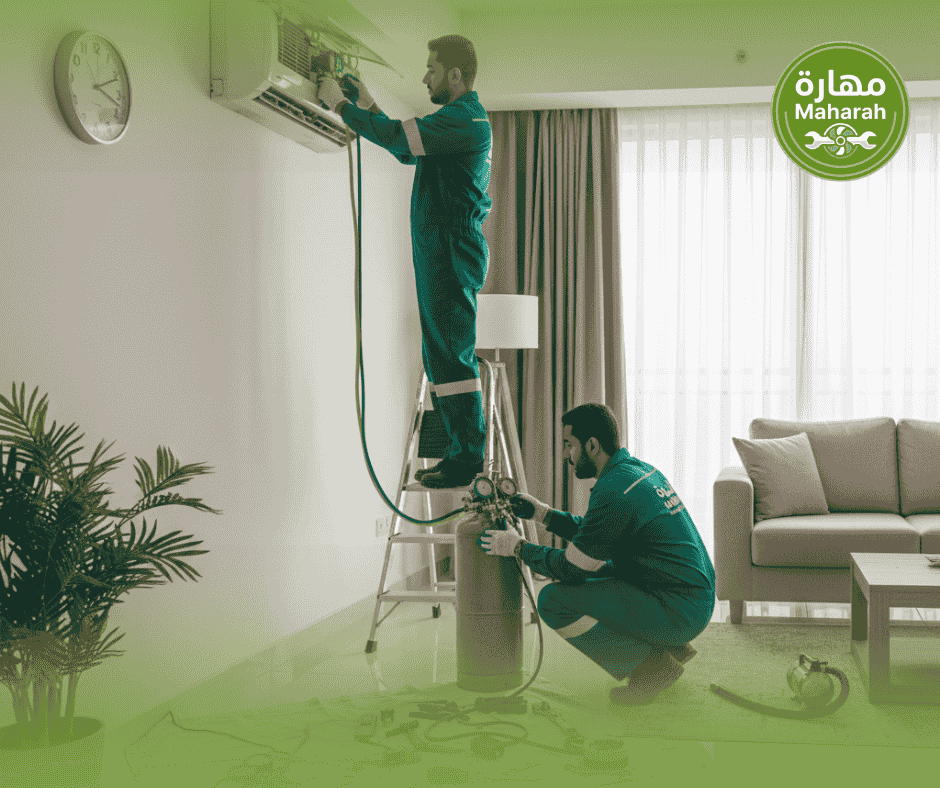 تعبئة وشحن المكيفات بغاز الفريون مع شركة مهارة بالرياض