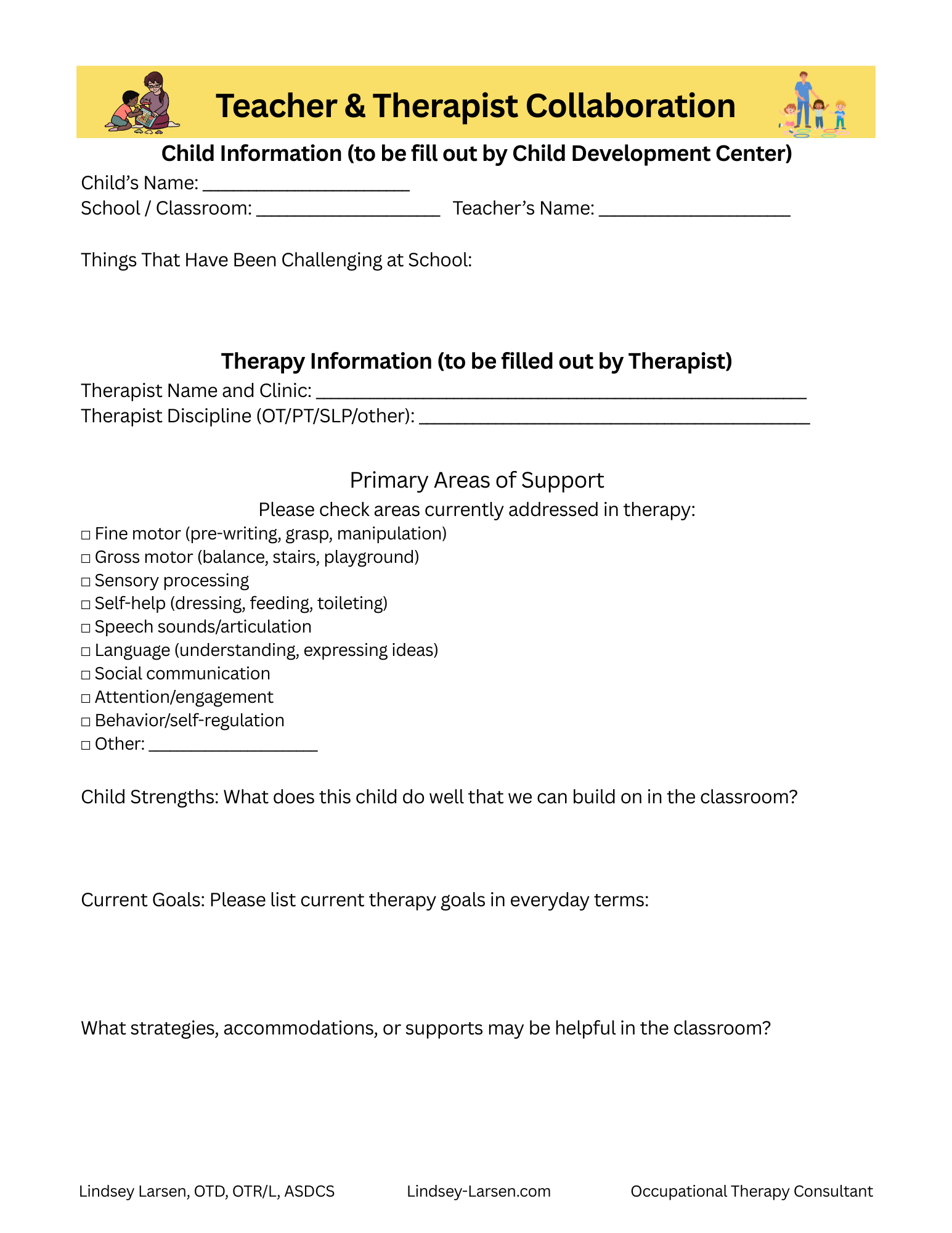 Child Development Center: Therapist/Teacher Collaboration