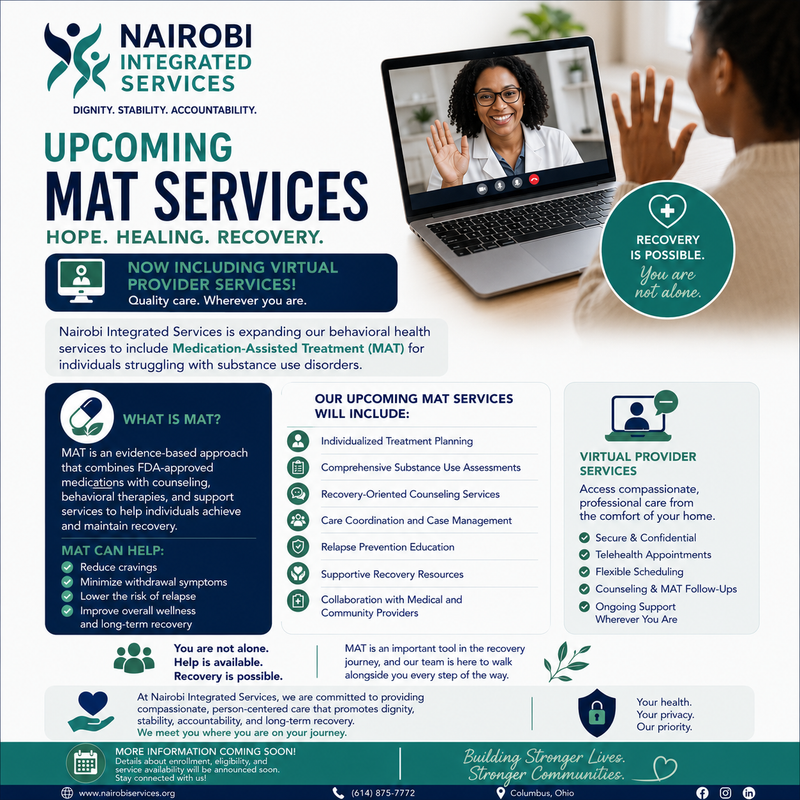 Upcoming Medication-Assisted Treatment (MAT) Services
