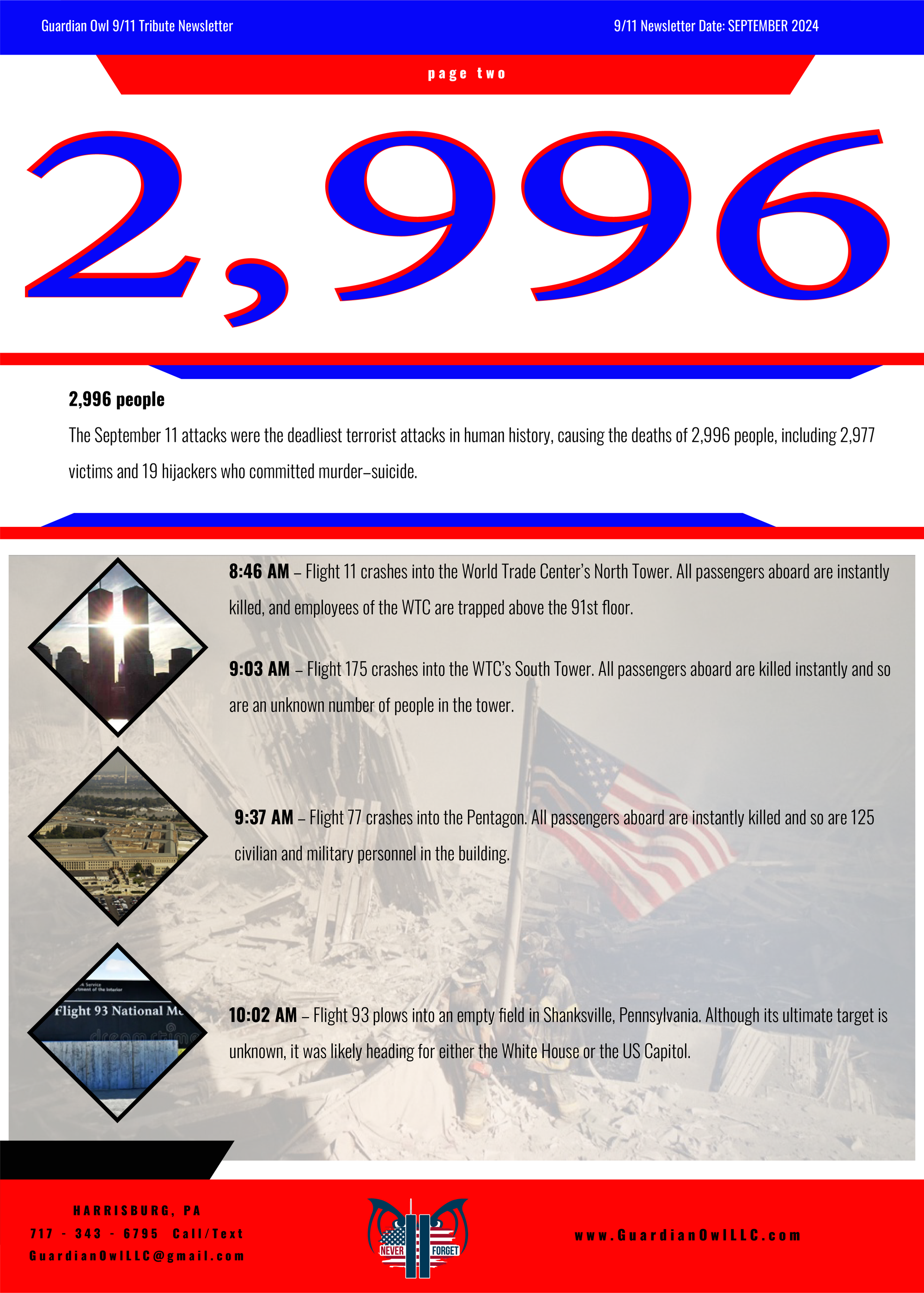 Guardian Owl 9/11 Tribute Newsletter