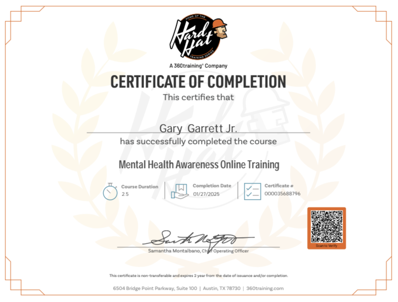 Mental Health Awareness Certificate Training