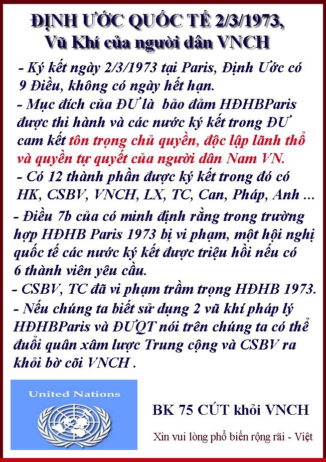 Tóm tắt Định ước/Kết ước Quốc tế (02/3/1973)