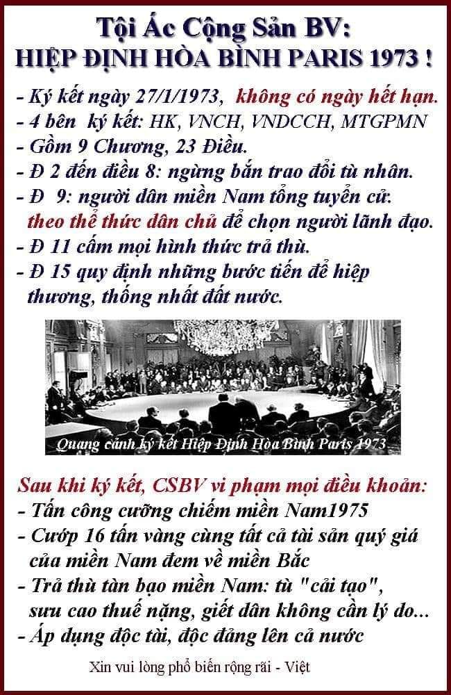 Những điều khoản VC vi phạm trong HĐ Paris 1973