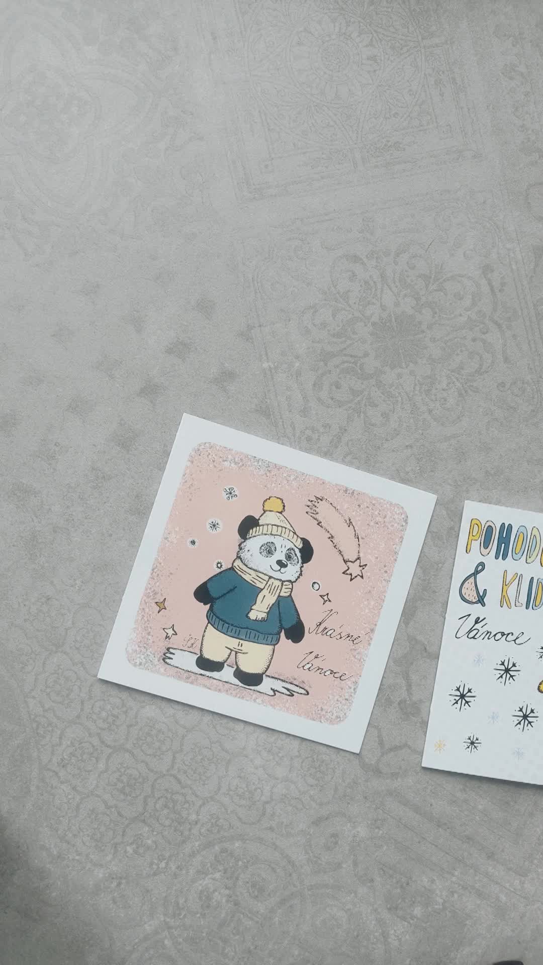 Vánoční blahopřání s autorskými ilustracemi.