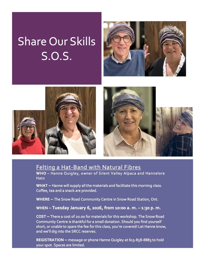 S.O.S - Share Our Skills- January Felting a hat-band