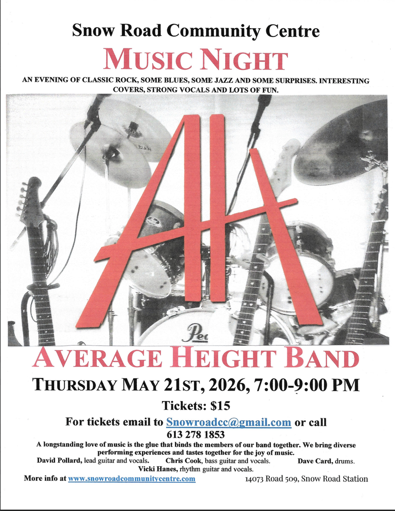 Music Night - 7:00-9:00 p. m. concert with Average Height Band
